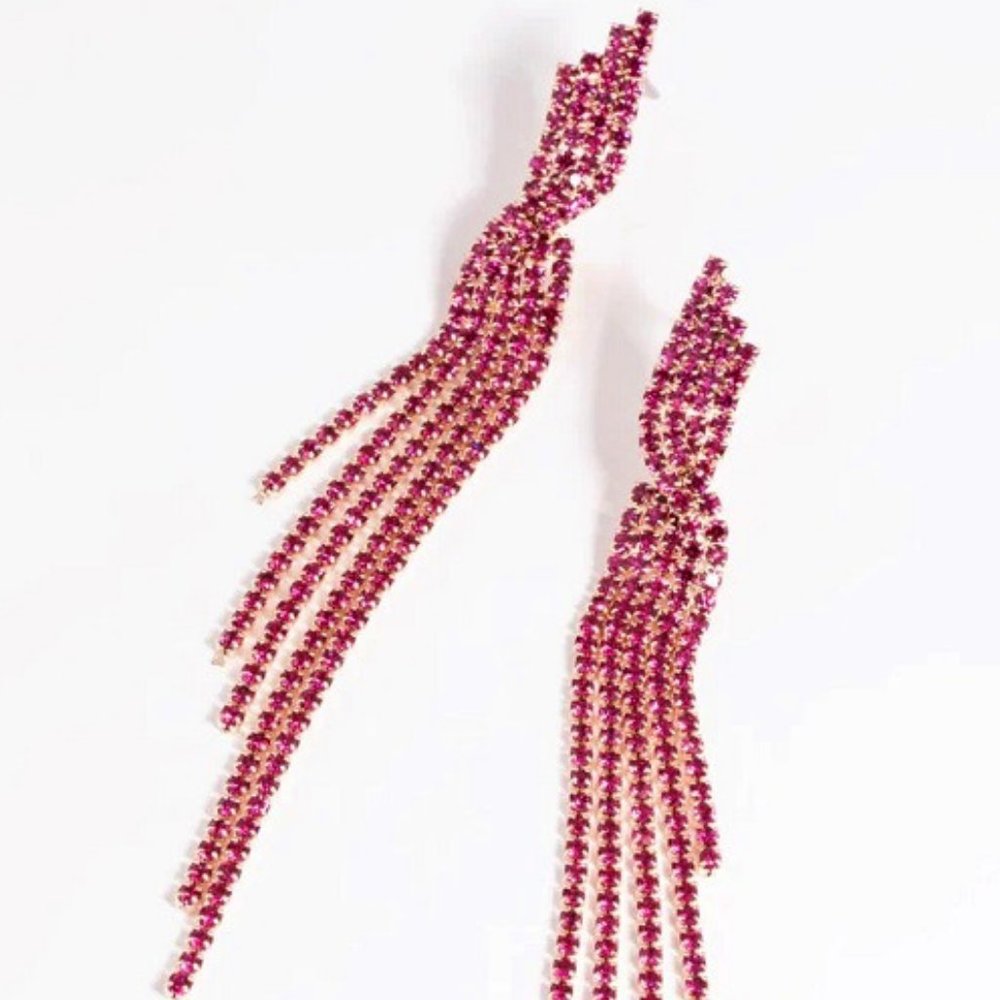 LOVISA Glamorous Fuchsia Crystal Twisted Drop Earrings**NEW! - Picture 4 of 4